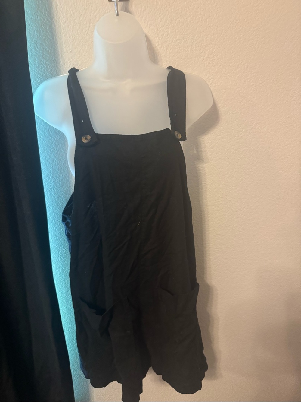 Black Cotton Pinafore Romper